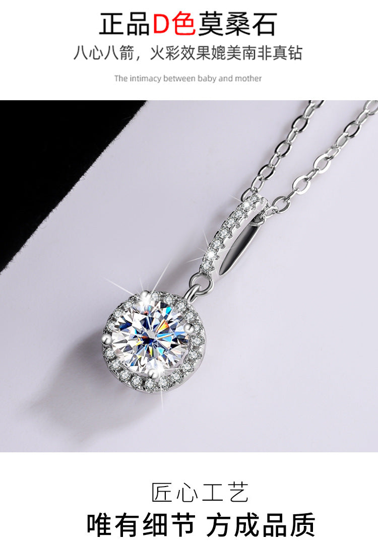 s925Sterling Silver Classic Six-Claw Pendant Moissanite Necklace for Women Classic Fashion Collarbone Chain Jewelry Direct Wholesale