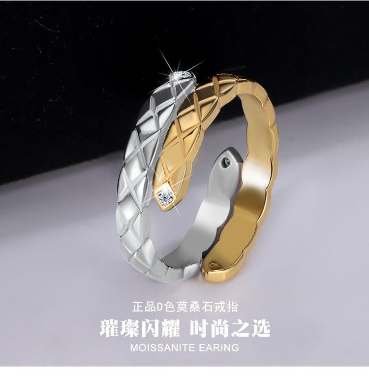 Cross-border new arrival S925Sterling Silver Cross Diamond Inlaid Moissanite Ring Double Layer with Diamonds Couple Rings Factory Wholesale