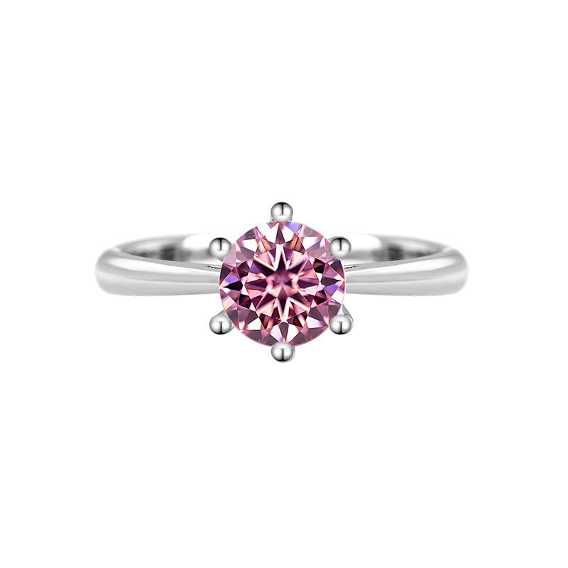 S925Sterling Silver Moissanite Ring Classic Six-Prong Wedding Proposal Ring Moissanite Open Ring for Women Direct from Manufacturer