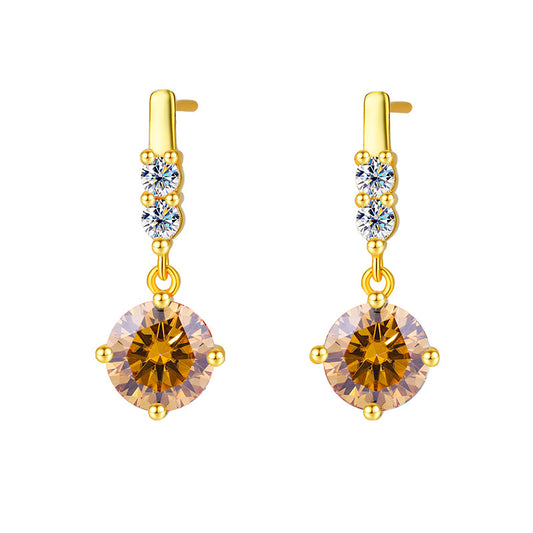 Cross-Border Factory Direct Sales S925Silver Tassel Dynamic Earrings Moissanite Stud Earrings for Women Moissanite Earrings Exquisite Craftsmanship Ear Jewelry