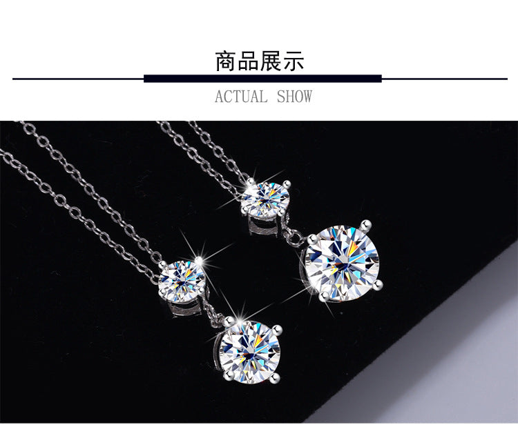 Cross-border Wholesale Direct Sales S925Sterling Silver Moissanite Gourd Necklace for Women Fashion Simple Pendant High-end Clavicle Chain