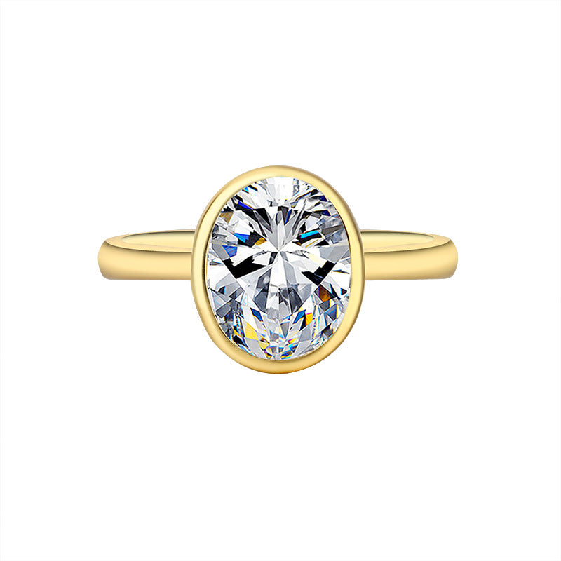 Wholesale to Europe and America S925Silver plating18k Gold Classic Oval2Carat Egg Shape Moissanite Fashion High-end Women's Ring