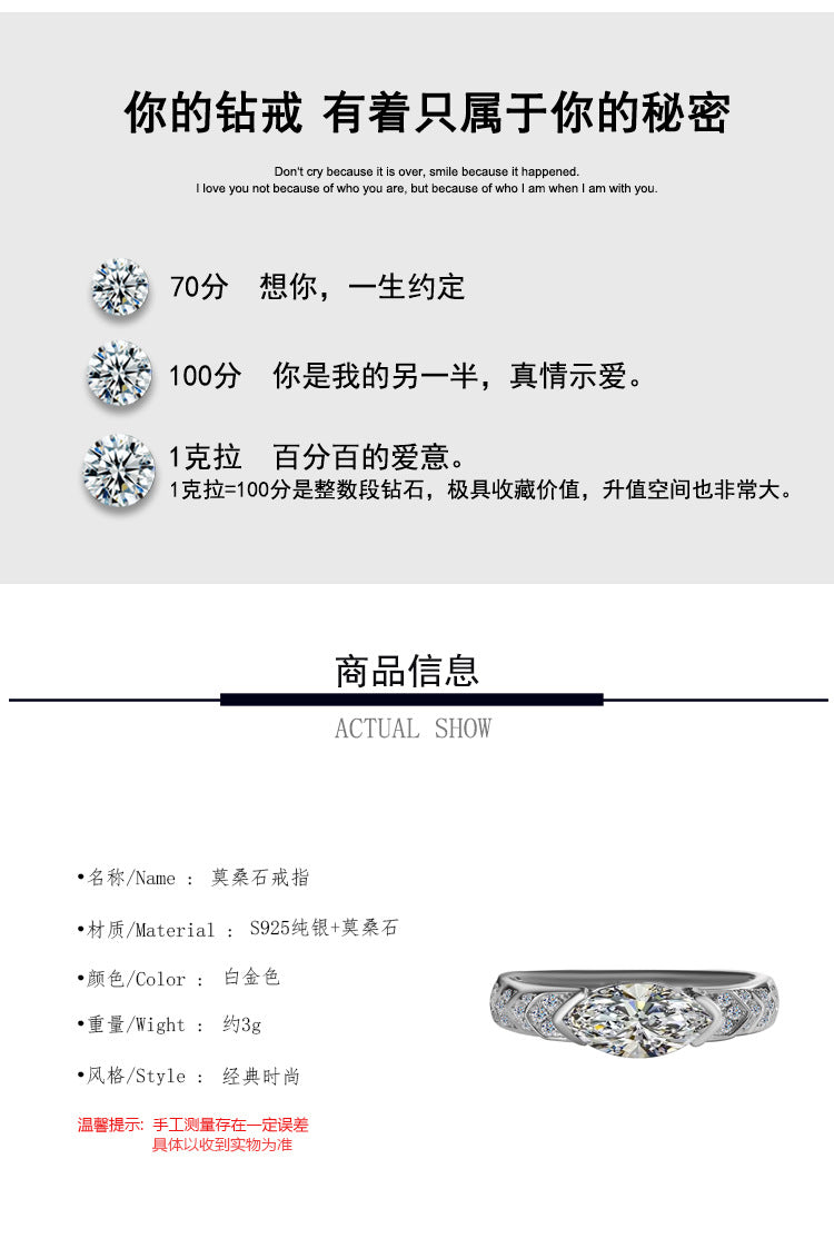 Europe and america cross border S925Silver Eye of Horus 1Clara Eye Moissanite Ring Hip-Hop American Style Unisex