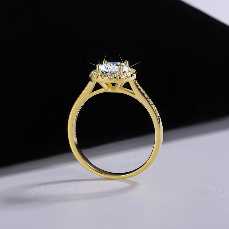 Cross-Border925Genuine Silver D Moissanite Ring for Women, Luxurious Diamond Square Bag, Couple Rings, Proposal and Wedding Diamond Ring