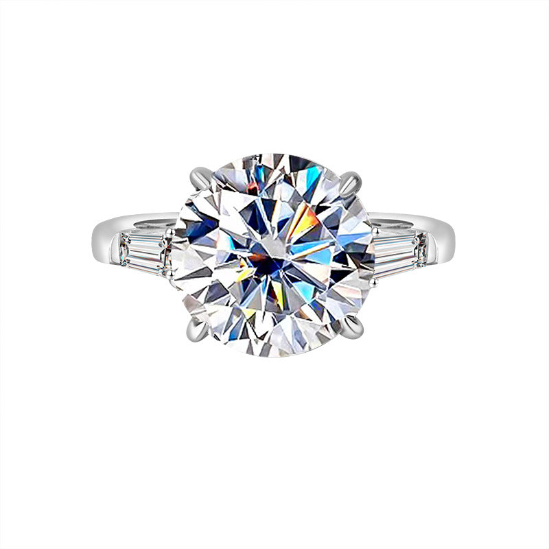 Cross-Border S925Pure Silver Pigeon Egg Four-Claw5Clamoissanite Ring Fashion High-end Women's Ring Factory Wholesale