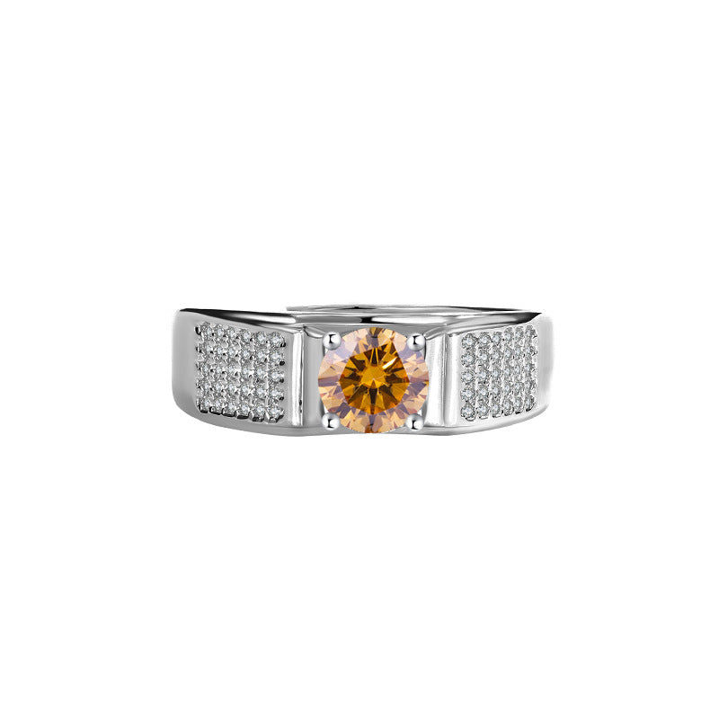 Authentic D Moissanite Starry Sky Men's Ring Pure Silver Platinum Plated One Carat Moissanite Men's Ring Manufacturer Wholesale