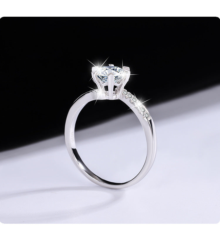 s925Sterling Silver Ring Twisted Arm Snowflake Moissanite High-end Fashion Women's Cross-border E-commerce Diamond Wholesale