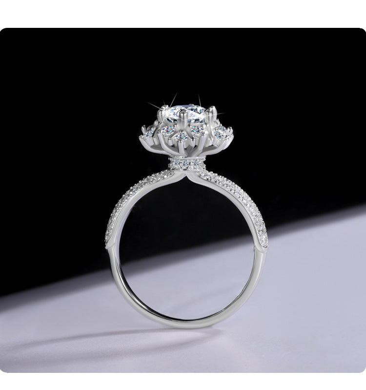 Cross-border new arrival S925Silver Moissanite Princess of First Snow1Carat Ring Female Wedding Gift Diamond Ring Spot Wholesale