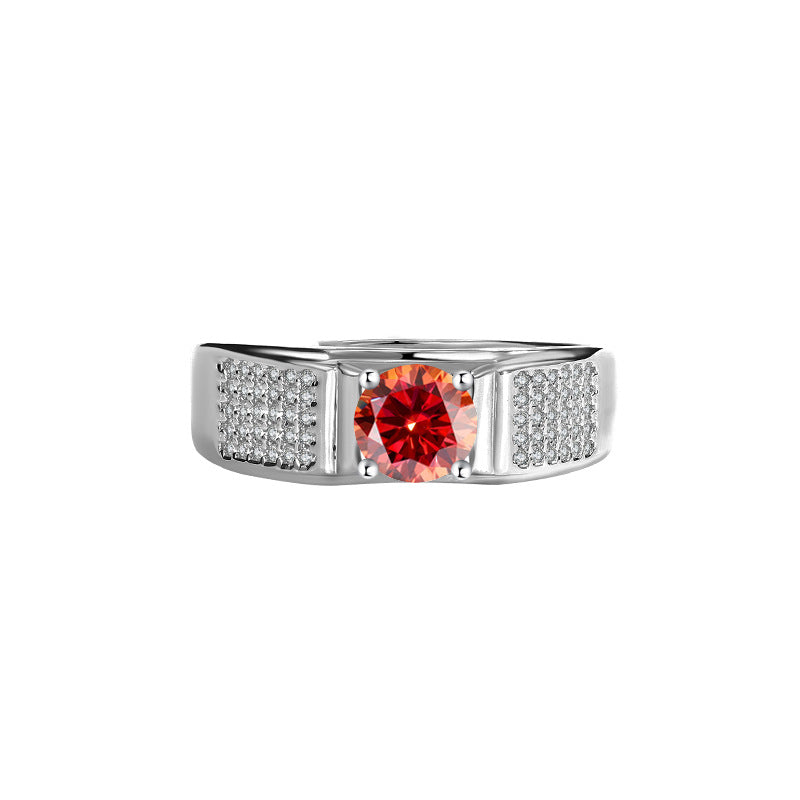Authentic D Moissanite Starry Sky Men's Ring Pure Silver Platinum Plated One Carat Moissanite Men's Ring Manufacturer Wholesale