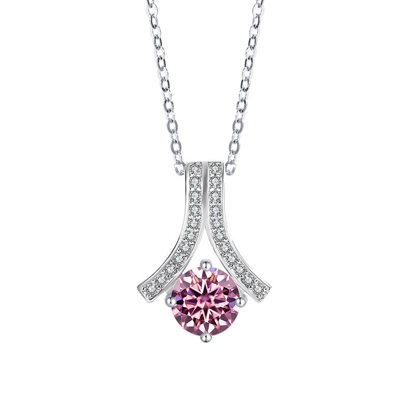 s925Sterling Silver Herringbone Necklace Silver Pendant Moissanite Necklace for Women Classic Fashion Collarbone Chain In Stock Wholesale