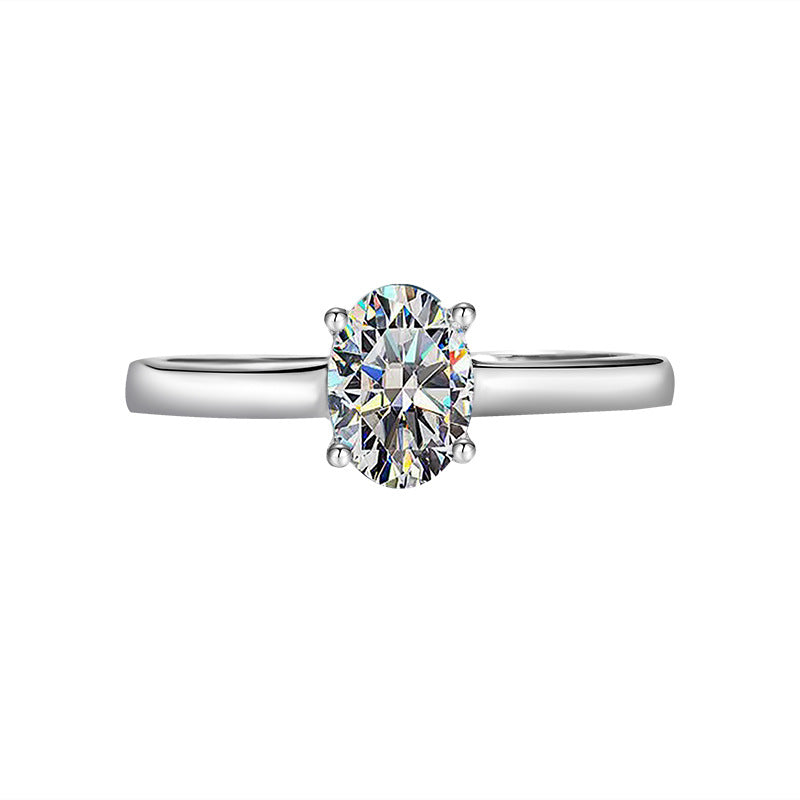 Cross-Border S925Silver 1 Karat D Moissanite Pigeon Egg Shape Ring Irregular Diamond Women's Ring Fashion Jewelry Wholesale