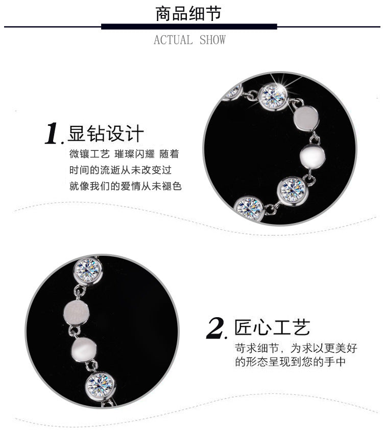 Cross-Border S925Pure Silver Sparkling Moissanite Bracelet High Fashion Exquisite Moissanite Jewelry Factory Wholesale