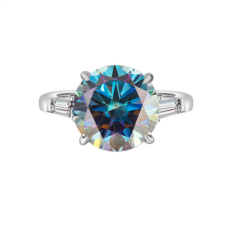 Cross-Border S925Pure Silver Pigeon Egg Four-Claw5Clamoissanite Ring Fashion High-end Women's Ring Factory Wholesale