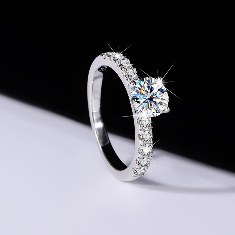 Exclusive for cross-border S925Sterling Silver Moissanite Luxury Four-Claw Couple Rings Wedding Birthday Gift Rings for Girlfriend