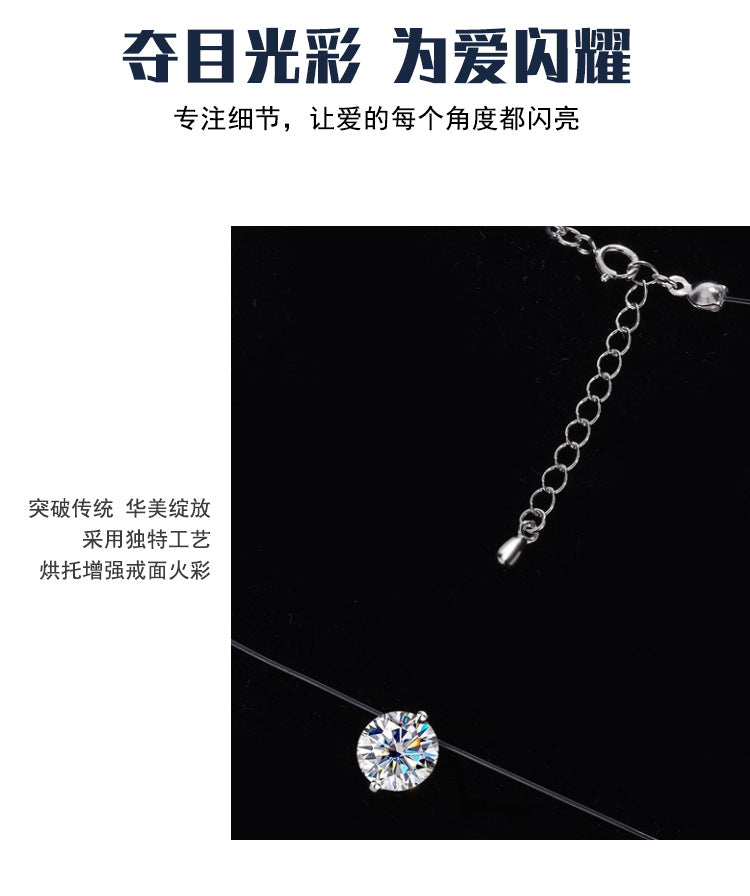Same Style as Zhao Lusi S925Silver Collarbone Chain Mermaid Tears Necklace for Women, Niche High-end Moissanite Pendant Wholesale