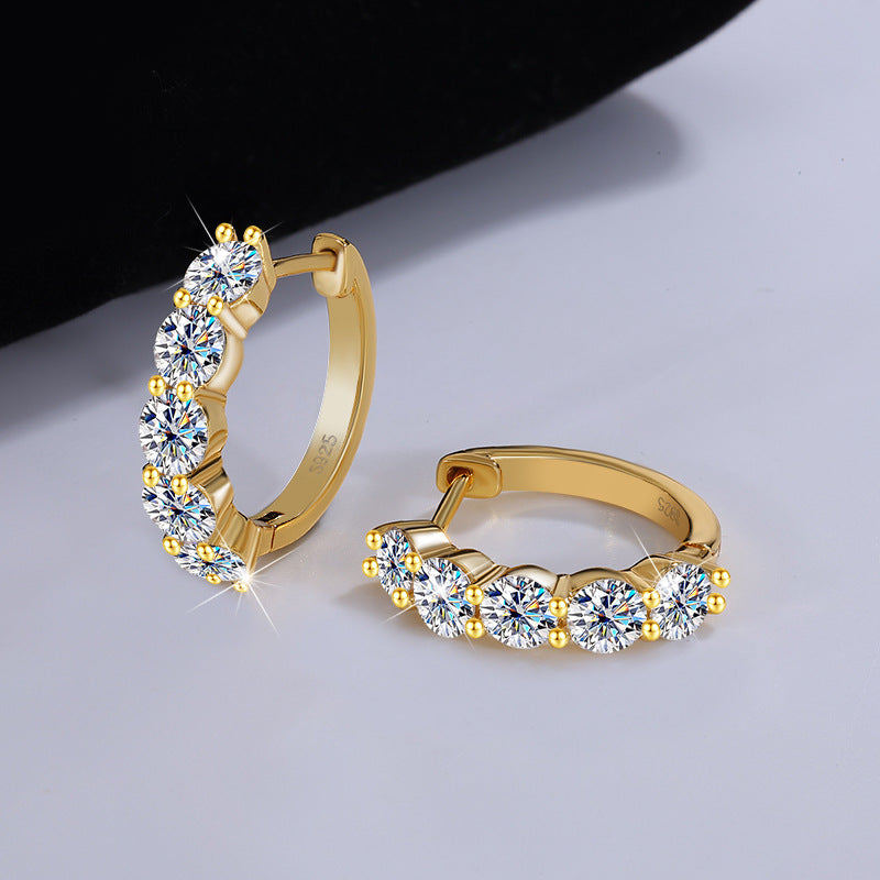 Cross-Border Europe and America S925Sterling Silver Moissanite Earrings D Genuine Color3Carat High-End Full Diamond Moissanite Earrings Wholesale