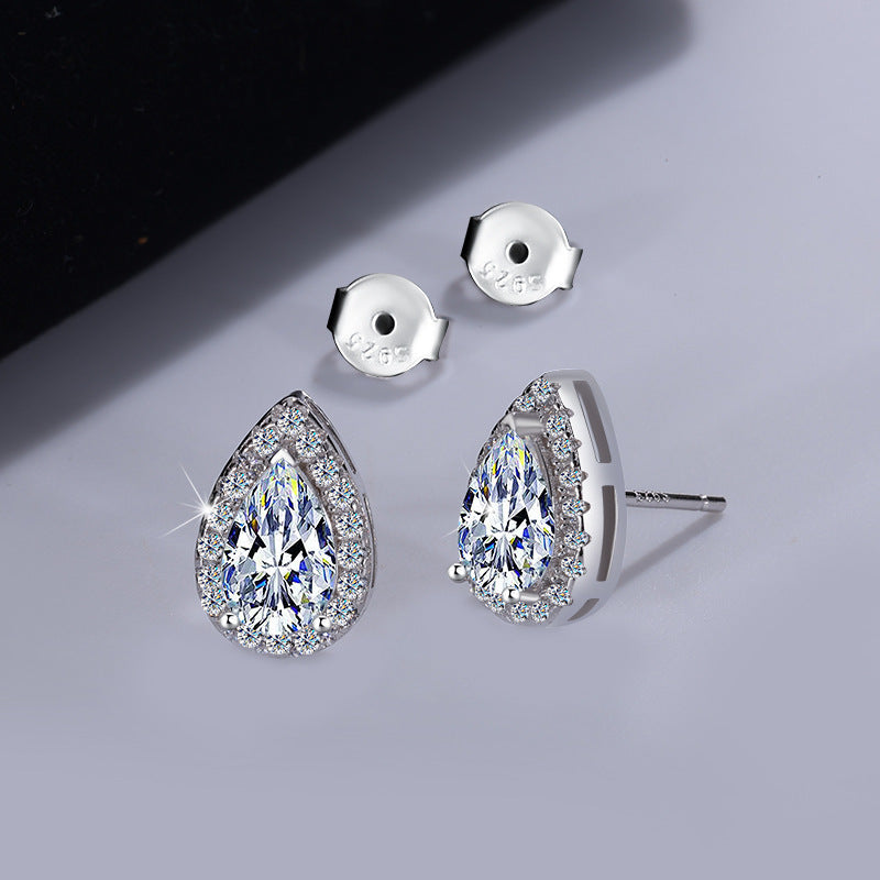 Hot Sale S925Sterling Silver Water Drop Earrings Pear Shape Moissanite Earrings Simple Versatile High-end Earrings Manufacturer Wholesale