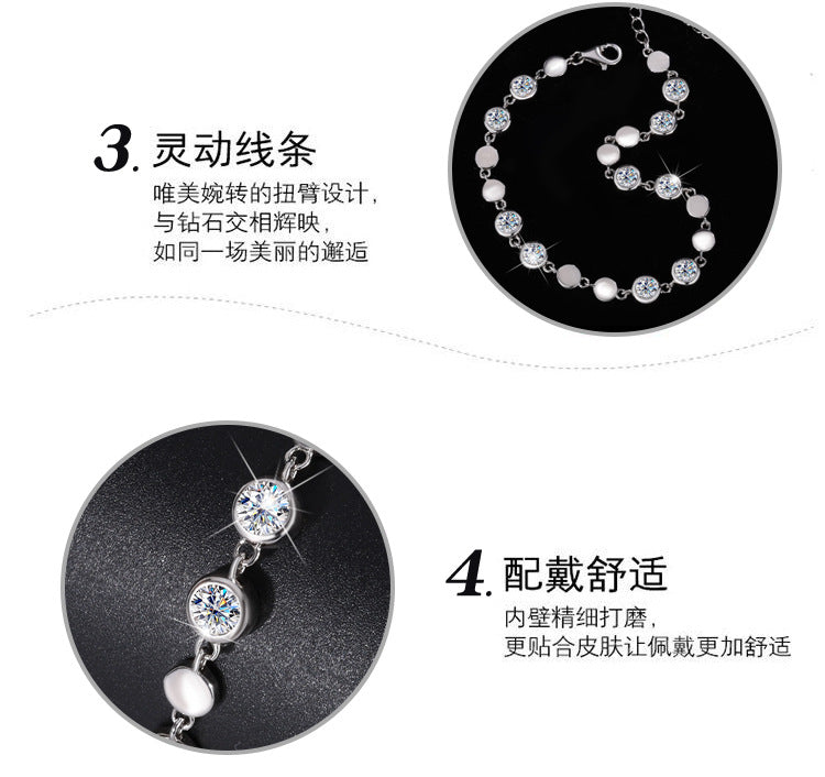 Cross-Border S925Pure Silver Sparkling Moissanite Bracelet High Fashion Exquisite Moissanite Jewelry Factory Wholesale