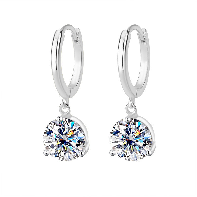 Best seller in europe and america S925Sterling Silver Three-Claw Earrings Moissanite Fashion Simple Earrings Moissanite Studs Factory Wholesale