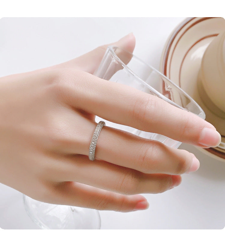 Cross-border hot sale S925Sterling Silver Moissanite Full Diamond Ring Fashionable Elegant Women's Ring Non-Fading Factory Wholesale