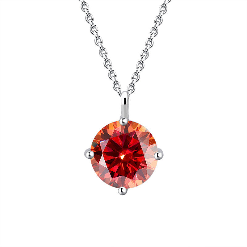 S925Sterling Silver Classic Four-Claw Moissanite Pendant Necklace for Women Fashion High-End Collarbone Chain Jewelry Wholesale