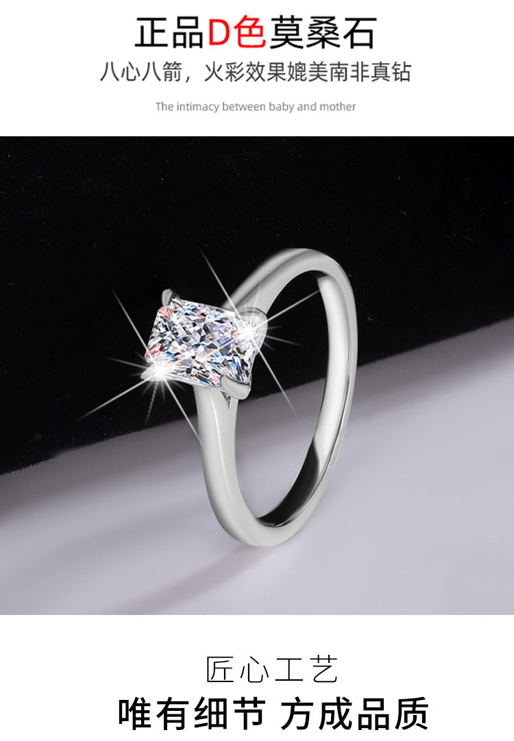 Aliexpress Hot Sale S925Pure Silver Moissanite Ring D Color1Clarety Cut Moissanite Ring Wholesale
