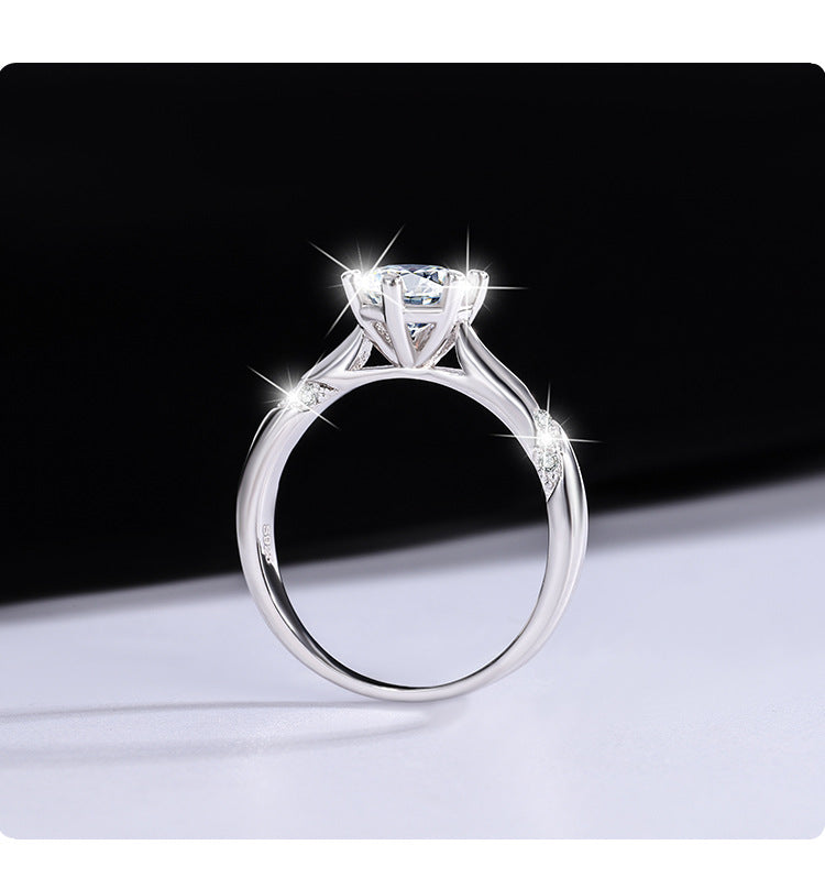 S925Moissanite Ring Psychic Six-Claw Wedding Proposal Pure Silver Ring Moissanite Open Female Direct Manufacturer Sale