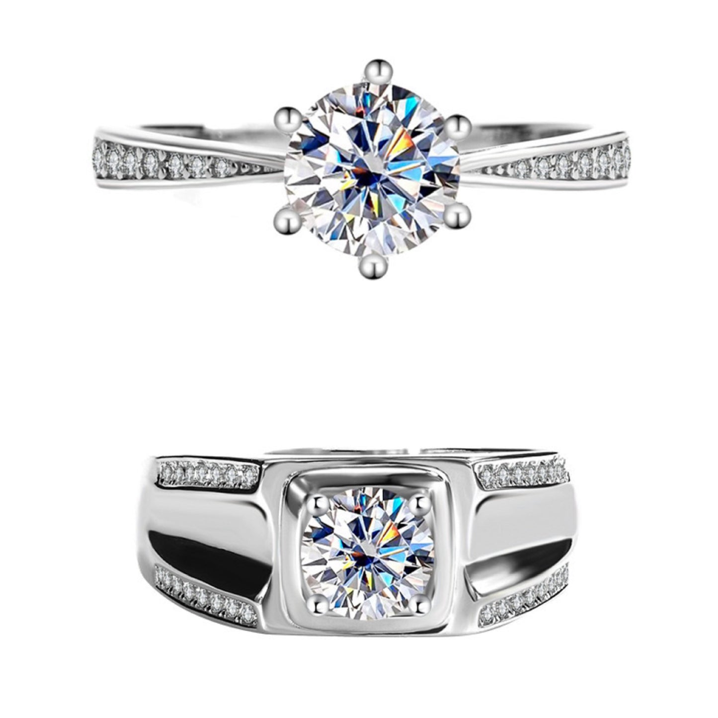 S925Sterling Silver Moissanite Couple Rings for Men and Women Moissanite Jewelry Proposal Wedding Rings Wholesale from Factory