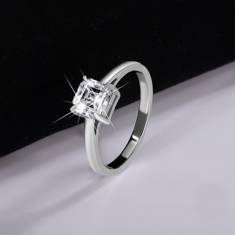 Hot Sale s925Pure Silver Ring Moissanite Ring D Color1Carat Ass Cut Moissanite Ring Jewelry Wholesale