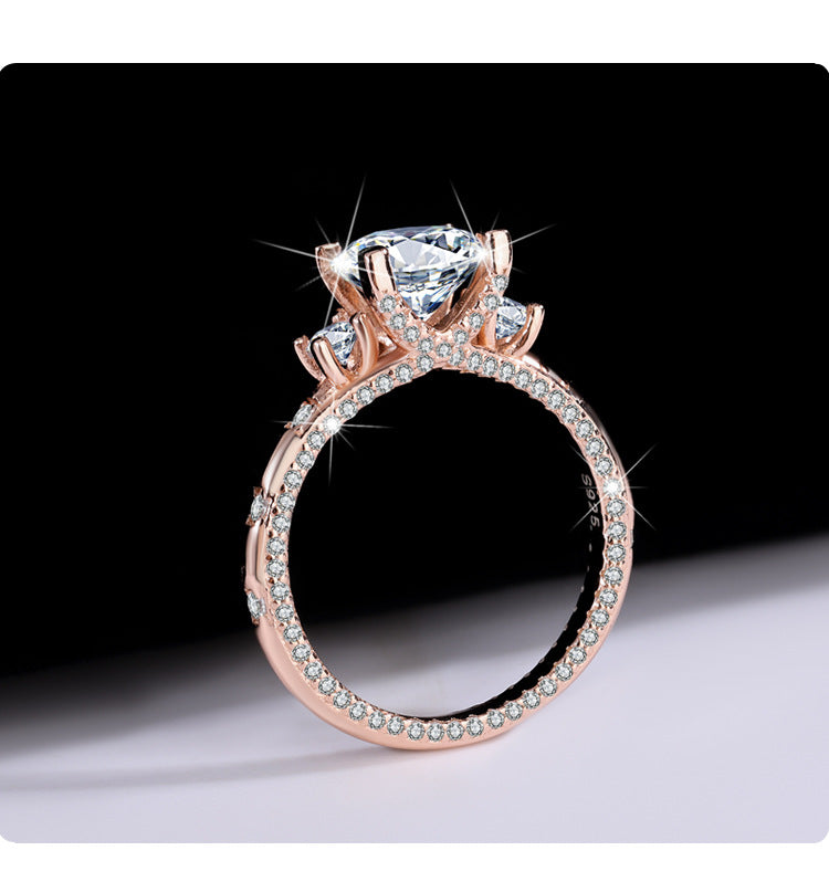 Popular S925Sterling Silver Sparkling Moissanite Diamond Ring Two Carat Birthday Gift Proposal Ring Live Streaming Source Dropshipping