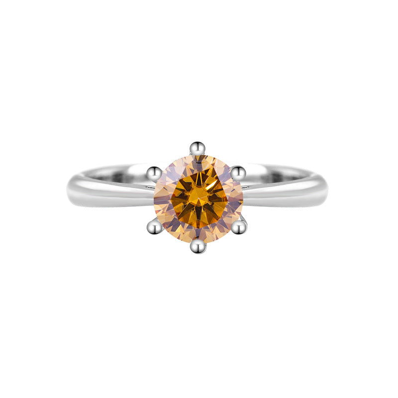 S925Sterling Silver Moissanite Ring Classic Six-Prong Wedding Proposal Ring Moissanite Open Ring for Women Direct from Manufacturer