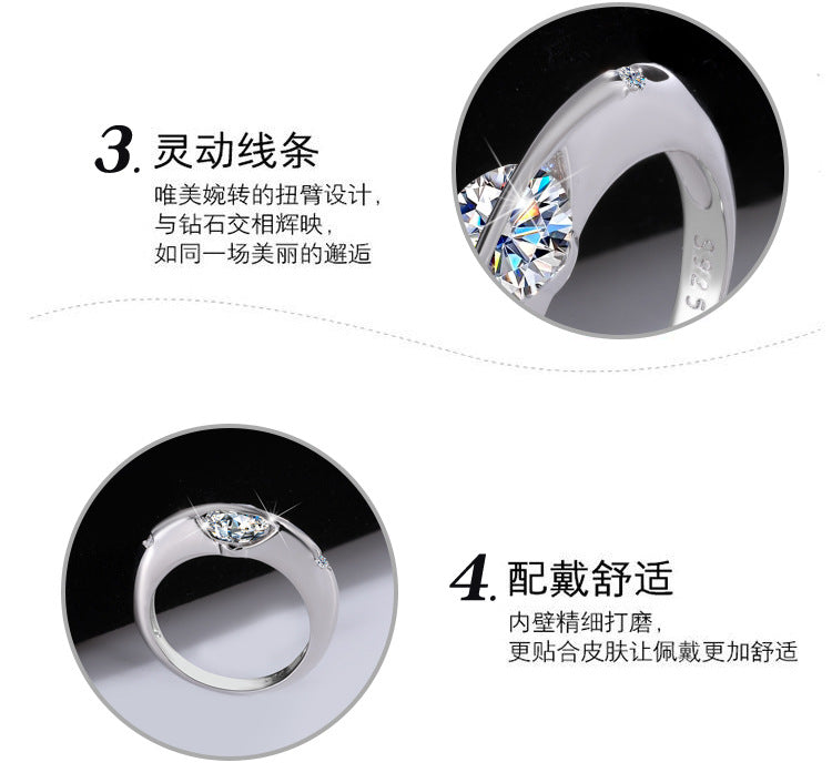 Cross-border hot selling S925Sterling Silver Moissanite Sparkling Planet Surrounding Rotating High-end Women's Ring Factory Wholesale