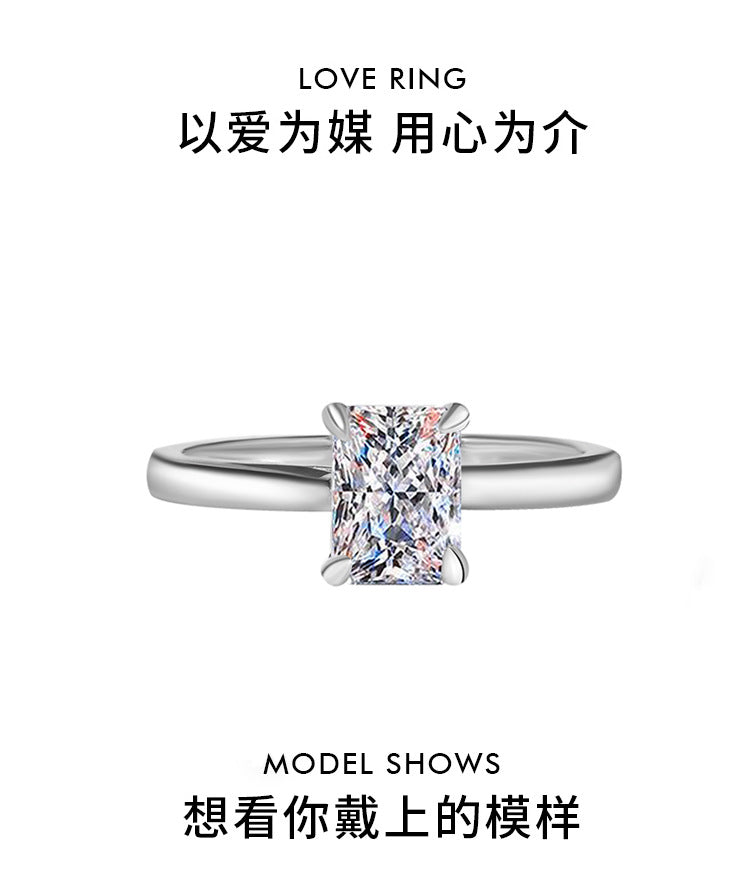 Aliexpress Hot Sale S925Pure Silver Moissanite Ring D Color1Clarety Cut Moissanite Ring Wholesale