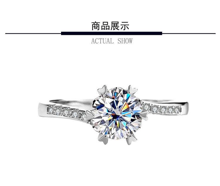 s925Sterling Silver Ring Twisted Arm Snowflake Moissanite High-end Fashion Women's Cross-border E-commerce Diamond Wholesale
