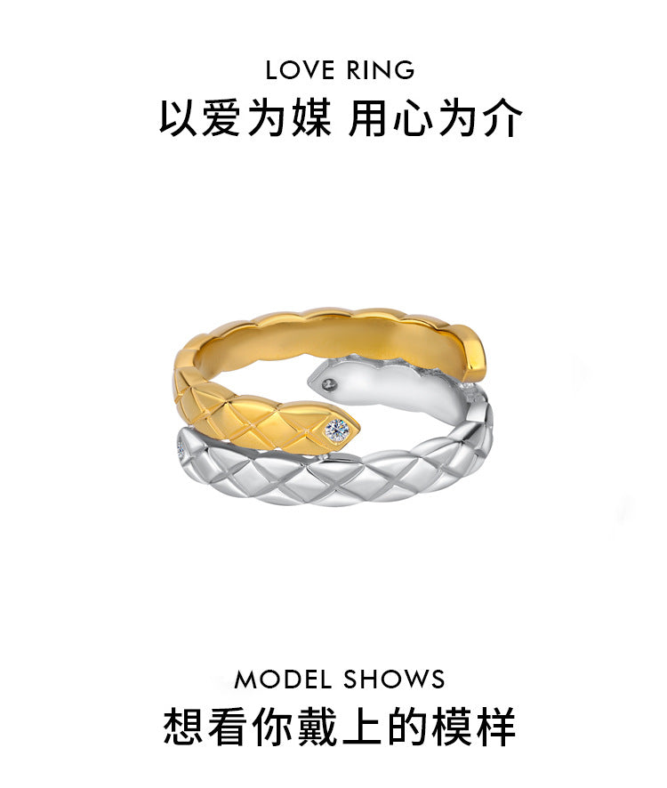 Cross-border new arrival S925Sterling Silver Cross Diamond Inlaid Moissanite Ring Double Layer with Diamonds Couple Rings Factory Wholesale