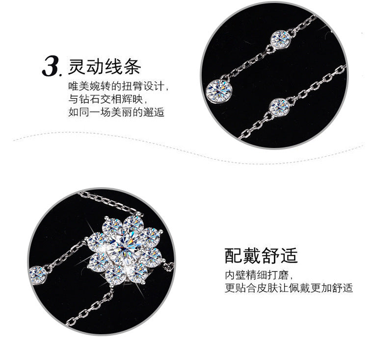 Cross-Border S925Pure Silver Tassel Bubble Rose Necklace for Women, Ultra Luxurious Design, Light Luxury Jewelry, Factory Wholesale