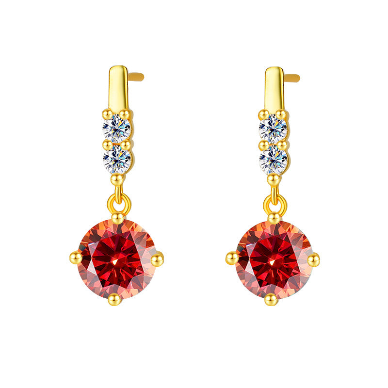 Cross-Border Factory Direct Sales S925Silver Tassel Dynamic Earrings Moissanite Stud Earrings for Women Moissanite Earrings Exquisite Craftsmanship Ear Jewelry