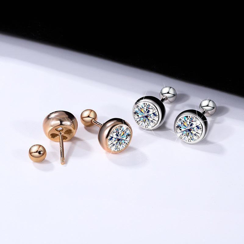 925Silver Moissanite Diamond Bubble Earrings for Women, Exquisite Super Sparkling Rose Gold Earrings, Elegant Fashionable High-end Earrings