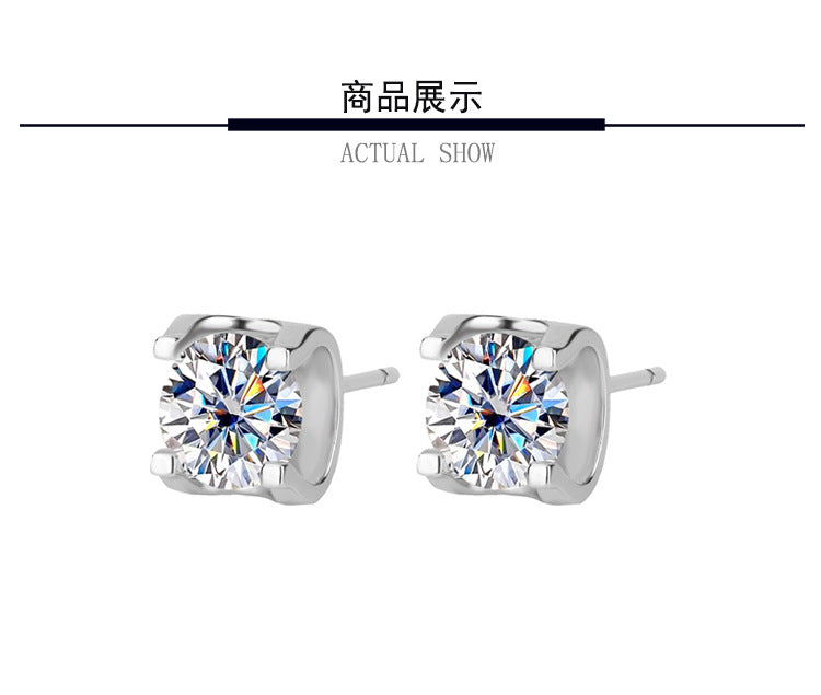 s925Genuine Moissanite Bull Head Earrings1Carat Temperament Simple Moissanite Gift Earrings Live Streaming Source