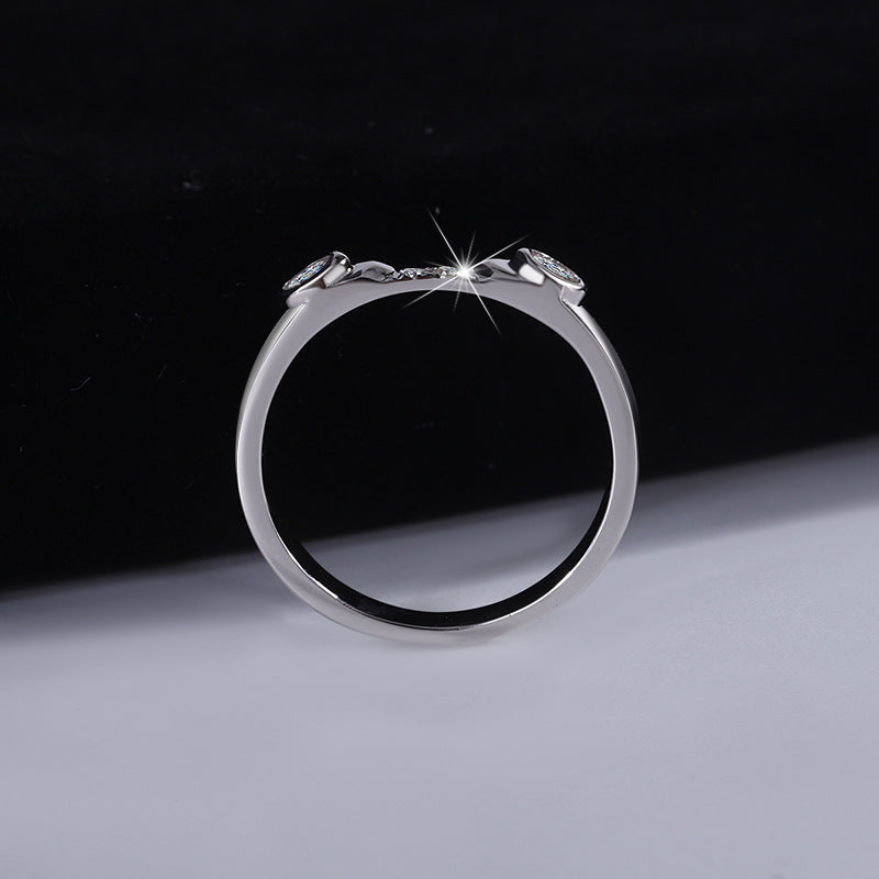 Cross-border hot selling S925Sterling Silver Cupid Moissanite Ring for Women Moissanite Women's Ring Wedding Band Factory Wholesale