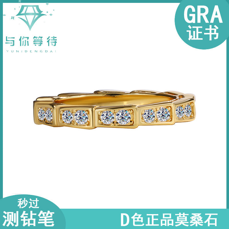 Cross-Border S925Pure Silver Korean Style Snake Ring High Micro Inlaid Full Diamond Fashion Versatile Unisex Ring Factory Wholesale