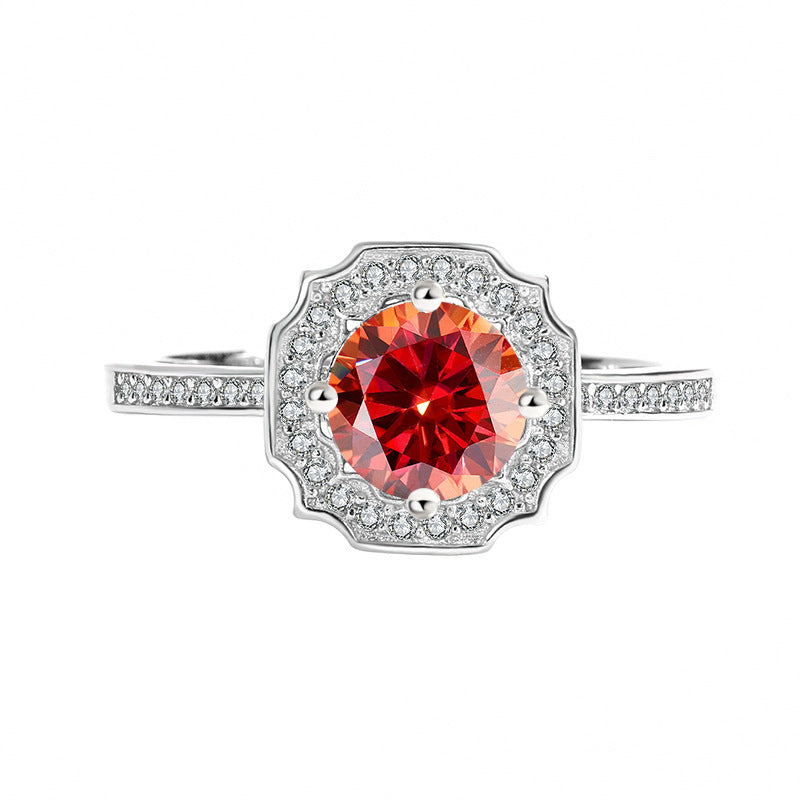 S925Sterling Silver Ring D Moissanite Moissanite Diamond Women's Imitation Sea Rui Wen Style1Carat Ring