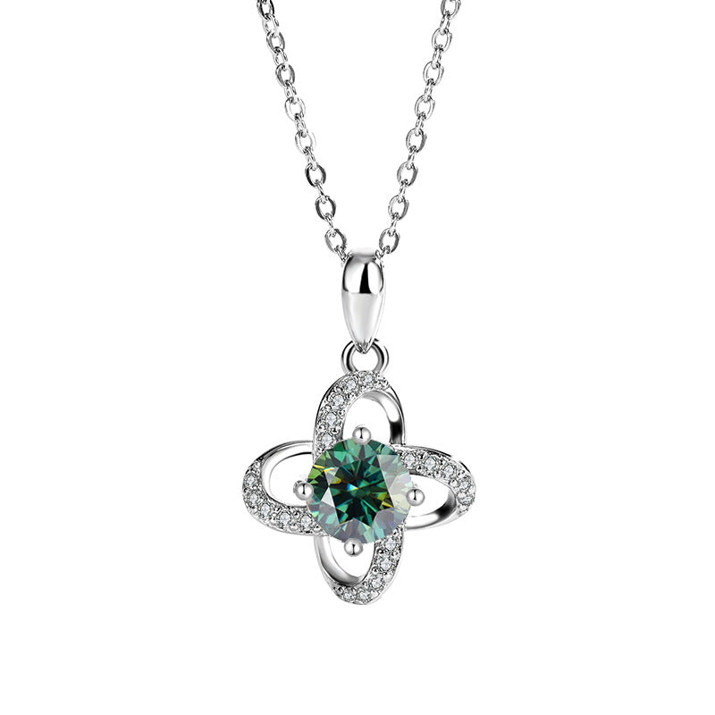 s925Pure Silver Niche Light Luxury Lucky Clover Silver Pendant Moissanite Necklace for Women Classic Fashion Collarbone Chain Wholesale