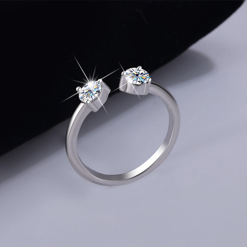S925Sterling Silver Couple Matching Rings for Women, Moissanite Diamond Set Rings, Stackable Rings, High-end Women's Rings, Factory Wholesale