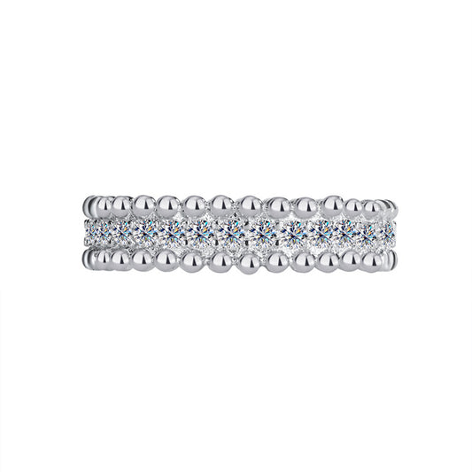 Cross-border hot selling S925Sterling Silver Kaleidoscope Bead Edge Full Diamond Ring Female Moissanite Ring Starry Sky Ring Wholesale
