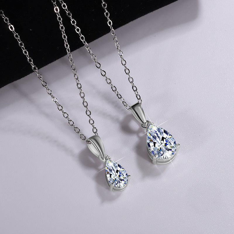 Cross-border hot selling S925Pure Silver Moissanite Pendant Water Drop Necklace for Women Simple Irregular Collarbone Chain Factory Wholesale