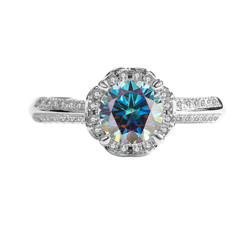 925Pure Moissanite Silver Moissanite Diamond Handheld Flower Women's Ring Rose Fashion Classic Jewelry Manufacturer Wholesale
