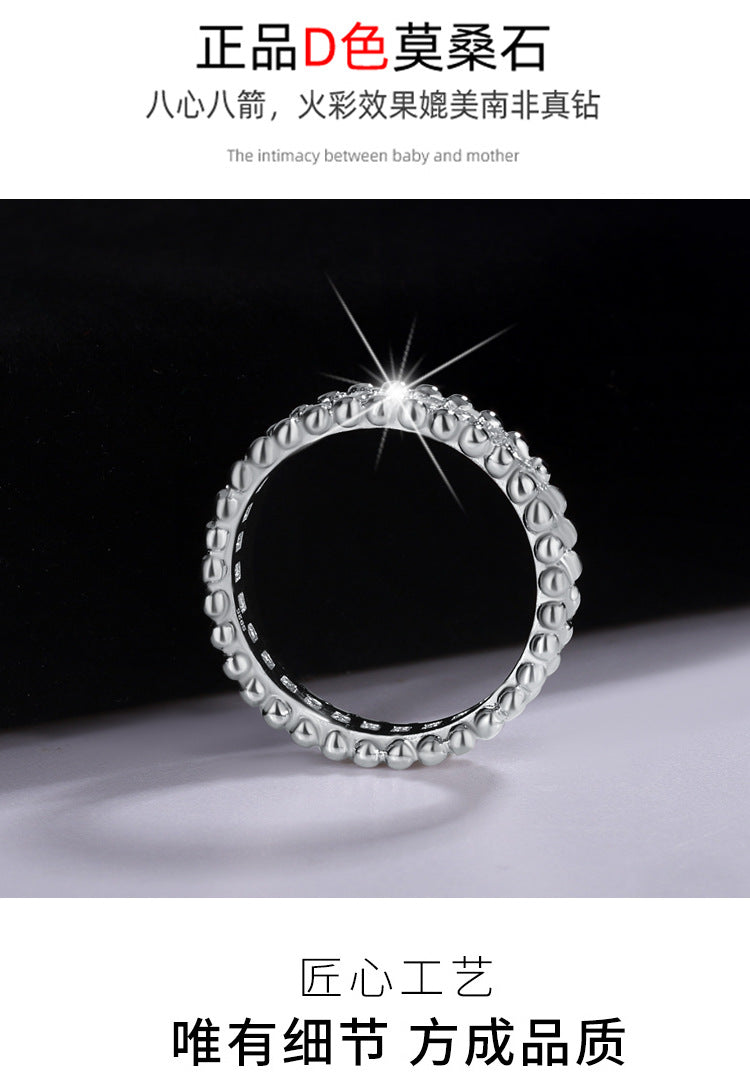 Cross-border hot selling S925Sterling Silver Kaleidoscope Bead Edge Full Diamond Ring Female Moissanite Ring Starry Sky Ring Wholesale