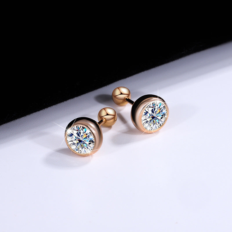 925Silver Moissanite Diamond Bubble Earrings for Women, Exquisite Super Sparkling Rose Gold Earrings, Elegant Fashionable High-end Earrings