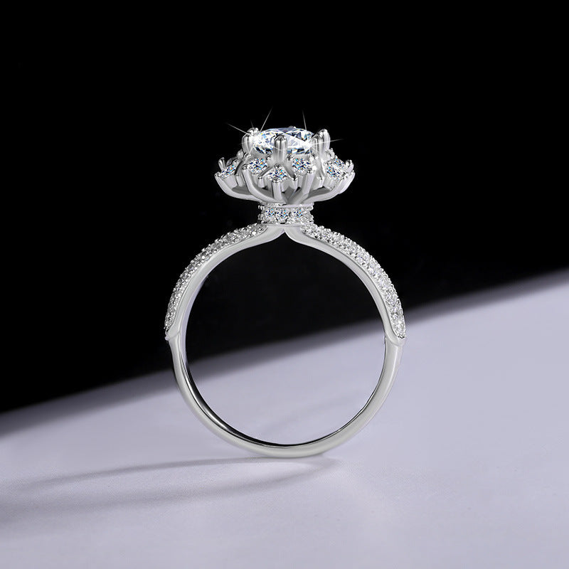Cross-border new arrival S925Silver Moissanite Princess of First Snow1Carat Ring Female Wedding Gift Diamond Ring Spot Wholesale